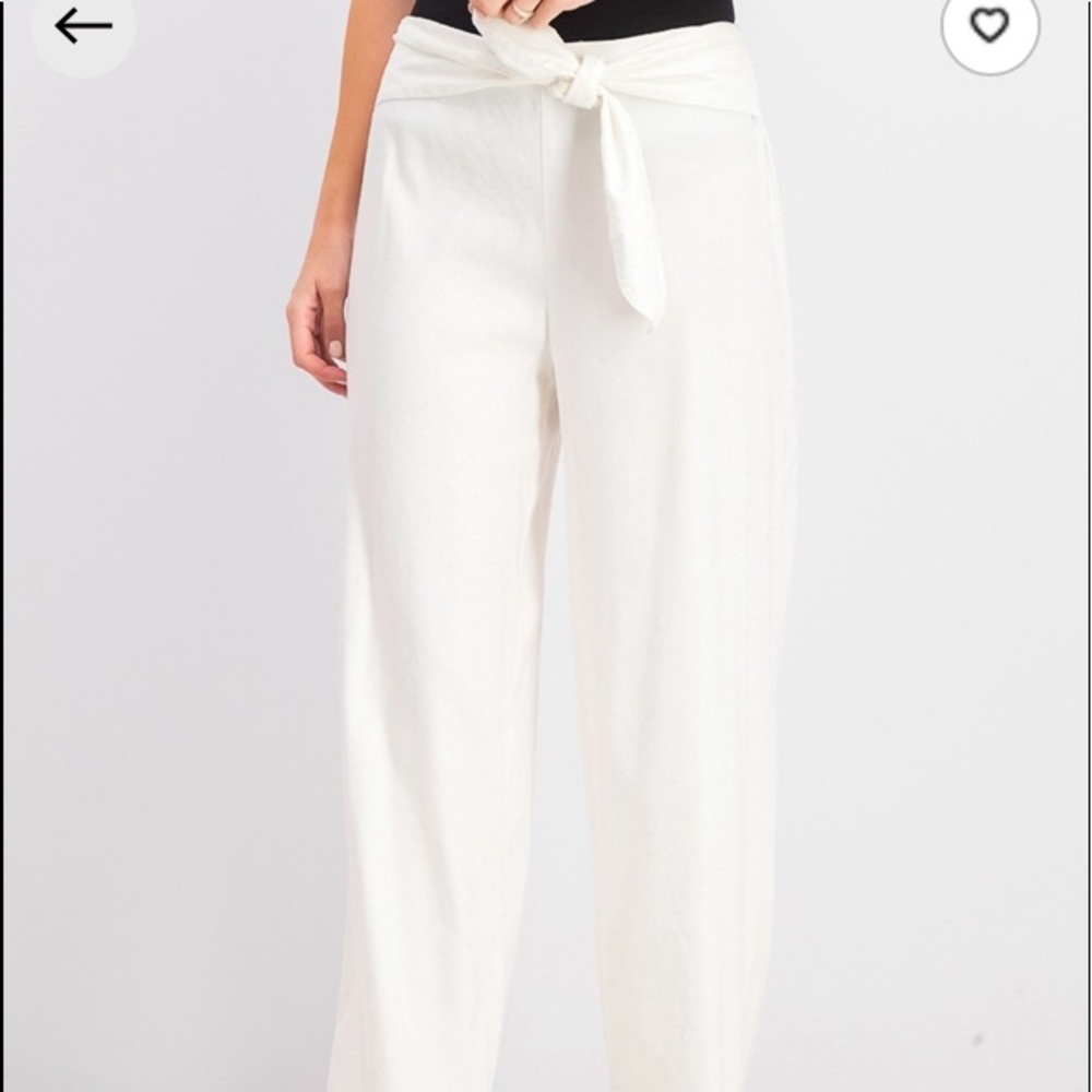 Inc  wide leg tie front linen blendpants